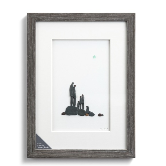 ✅Demdaco Presents Puppy Makes Six Wall Art Pebble Wood Frame by Sharon Nowlan - Picture 1 of 2